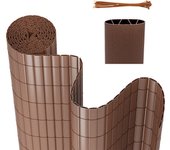 Canisse pvc para el jardín, valla oculta, balcón o terraza doble cara, valla cortaviento para balcón, marrón 180 x 400cm