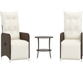 2 uds sillas de jardín | silla de exterior | sillon reclinables con mesa ratán pe marrón cfw52949