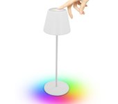 Lámpara de mesa led recargable, dimmer táctil, blanco + rgb, ip54. blanco, blanca