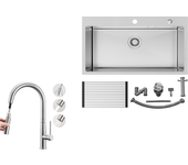 Fregadero cocina 1 tanque inox cepillado75*45*19cm-fregadero con escurridor plegable+grife cocina con ducha extraíble,2 modos jets,cepillado