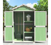 Caseta de jardín de madera maciza con techo inclinado resistente a la intemperie - 2 puertas 3 estantes - 93 x 45 x 179 cm - gris