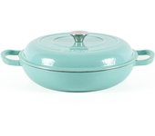 Lätt home - cocotte ovalada hierro fundido esmaltado verde menta 30x6cm - olla 3,2 litros tapa efecto lluvia - todo tipo de cocinas - cocción uniforme