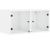 Mueble de almacenaje | mueble de pared con puertas de vidrio blanco 68,5x37x35 cm cfw983453