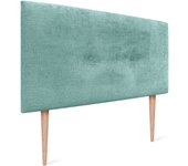 Dhome cabecero acabado lana ecológica premium liso botones con patas cabezal tapizado cama dormitorio acolchado winter luxury (verde agua, 105 cm)