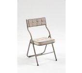 Silla de comedor plegable con cojín, marrón beis