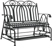 Banco balancín de jardín de 2 plazas acero negro 114 cm