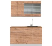Vicco cocina para solteros fame-line, oro potencia roble/blanco, 140 cm , et roble
