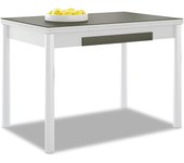 Mesa de cocina extensible 2 alas - 90x50 cm (140x50 cm) - estructura y alas color blanca - tapa cristal color grafito