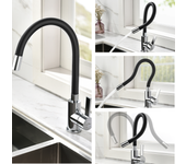 Mezclador cocina auralum max negro flexible cena alta orientable libremente grifo fregadero latón memoria forma grifo fregadero monoagujero