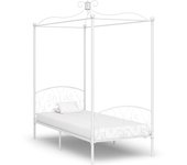 Estructura de cama con dosel metal blanco 90 x 200 cm