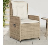 Vidaxl sillones reclinables de jardín 2 uds ratán sintético beige