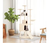 Rascador para gatos con postes de sisal crema 175 cm