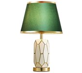 Lámpara de mesa de cerámica esmaltada en oro con pantalla de tela, lámpara de mesita de noche moderna para dormitorio, lámpara de escritorio