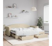 Sofá cama nido y cajones tejido crema 90x200 cm