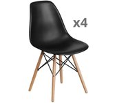 Pack 4 sillas nórdica, silla comedor salón, patas en madera, color negro