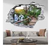 Vinilo adhesivo trampantojo 3d - camino cascada