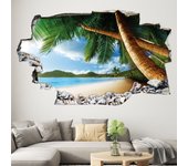 Vinilo adhesivo trampantojo 3d - playa palmier