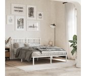 Estructura de cama de metal con cabecero blanco 135x190 cm