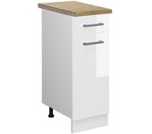 Vicco mueble bajo de cocina r-line, blanco alto brillo, 30 cm , et roble