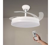 Iluminashop - ventilador de techo led 68w white olga blanco dc ultra silencioso con mando a distancia y palas retráctiles verano / invierno