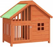 Caseta para perros madera maciza de pino marrón 96x60,5x87 cm