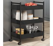 Carro de cocina negro 50x30x70 cm de madera contrachapada