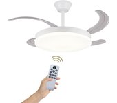 Ventilador de techo luz led silencioso con lampara - ventiladores de techo con tonos de luz y función verano e invierno - 30 w motor dc con 4 aspas