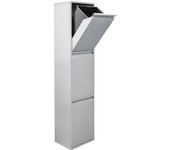 Arregui basic cr302-b cubo de basura y reciclaje de acero de 3 cubos, mueble de reciclaje, 3 x 17 l (51 l), gris claro