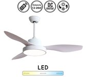 Ventilador de techo con luz silencioso dc con mando hayate blanco 120 cm invierno-verano color luz regulable