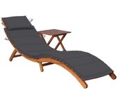 Maison exclusive - tumbona de jardín con mesa y cojín madera maciza de acacia
