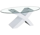 Mesa de centro de cristal templado lore, blanco 110x60 cm