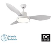 Ventilador techo 3 aspas lampara madera/metal blan