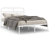 Estructura cama sin colchón con cabecero metal blanco 135x190cm