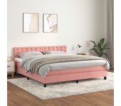 Somier de láminas con colchón rosa 180x200 cm terciopelo