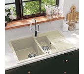 Fregadero de cocina granito fregadero doble beige