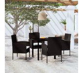 Juego de comedor para jardín 5 piezas，conjunto de comedor de exterior，conjunto de jardín negro cfw862760