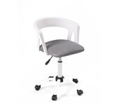 Silla de oficina con ruedas, reposabrazos, asiento acolchado, altura ajustable, giratoria, base metálica aya (blanco-gris)