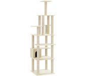 Rascador para gatos con postes de sisal crema 183 cm
