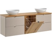 Mueble doble lavabo 160cm cesto de ropa manoa cachemira y madera