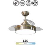 Ventilador de techo con luz silencioso dc con mando metal dorado 91 cm invierno-verano color luz regulable