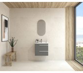 Mapau pack mueble de baño con lavabo y espejo cápsula curie dos cajones gris macadam 60cm
