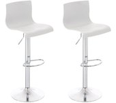 Juego de 2 taburetes de bar con reposapiés de plástico blanco diseño moderno regulable en altura 10_0000816