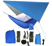 Hamaca portátil con red para acampar al aire libre y viajar (cielo azul con ha