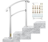 Vevor barandilla escalera hierro forjado escalera 3 peldaños balaustrada 63,5 cm altura máx peldaños 52,5 cm barandilla blanca exterior interior