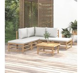 Maison exclusive - set de muebles de jardín 6 piezas bambú con cojines gris claro