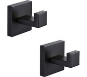 Juego de 2 ganchos de baño, perchero cuadrado de acero inoxidable, color negro