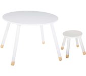 Conjunto infantil muebles dormitorio para niños pack douceur mesa + taburete color blanco