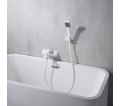 Imex - grifo monomando ducha con alcachofa y flexo | grifo mezclador de bañera y ducha con soporte para alcachofa | serie art | color blanco