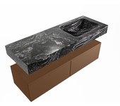 Mondiaz alan-dlux 130cm mueble de baño rust 2 cajones. con lavabo cloud derecho 1 orificio color lava