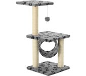 Rascador para gatos con poste de sisal 65 cm huellas gris